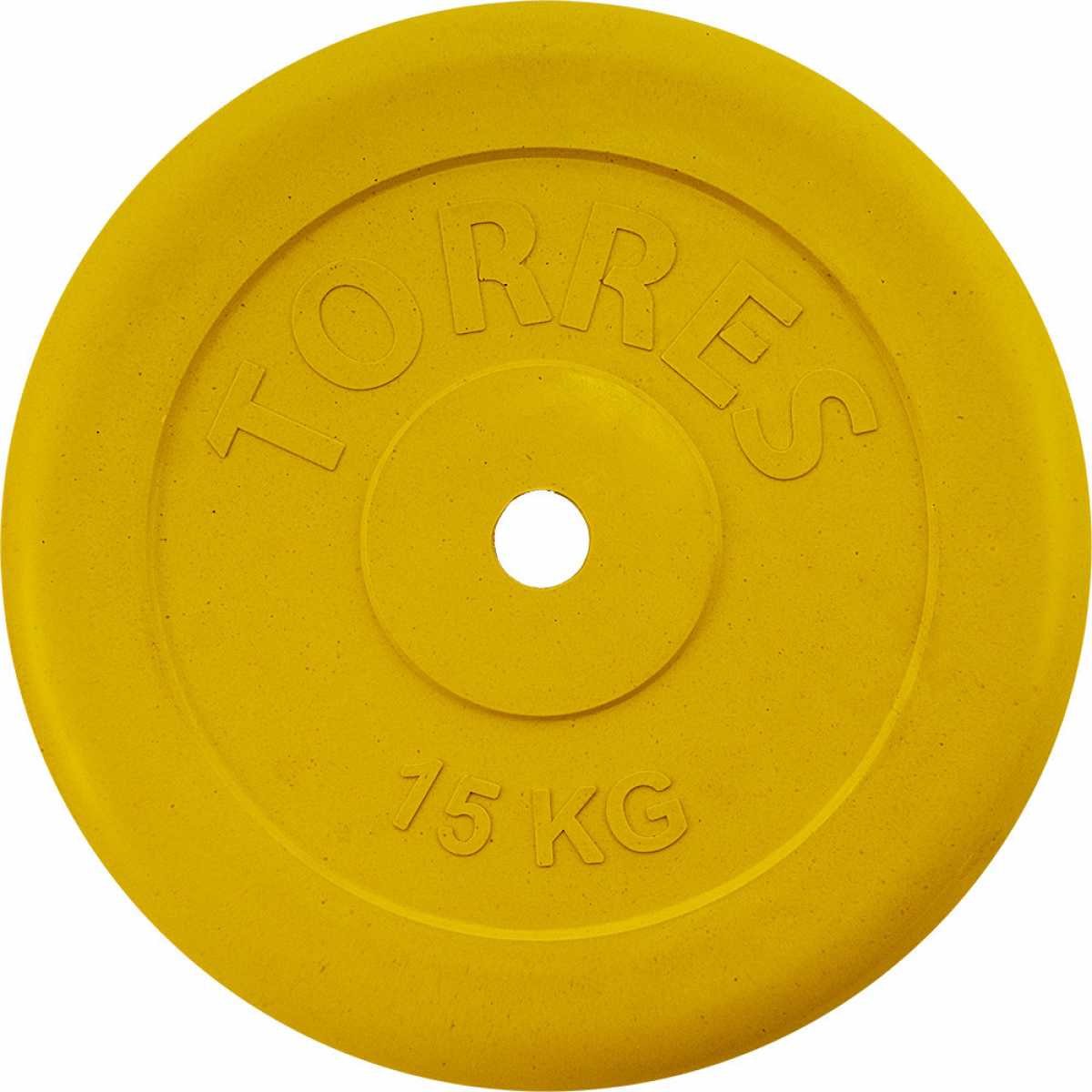 Диск обрезиненный TORRES 15 кг, PL504215, d.25мм, металл в резиновой оболочке, желтый Диск обрезиненный TORRES 15 кг, PL504215, d.25мм, металл в резиновой оболочке, желтый