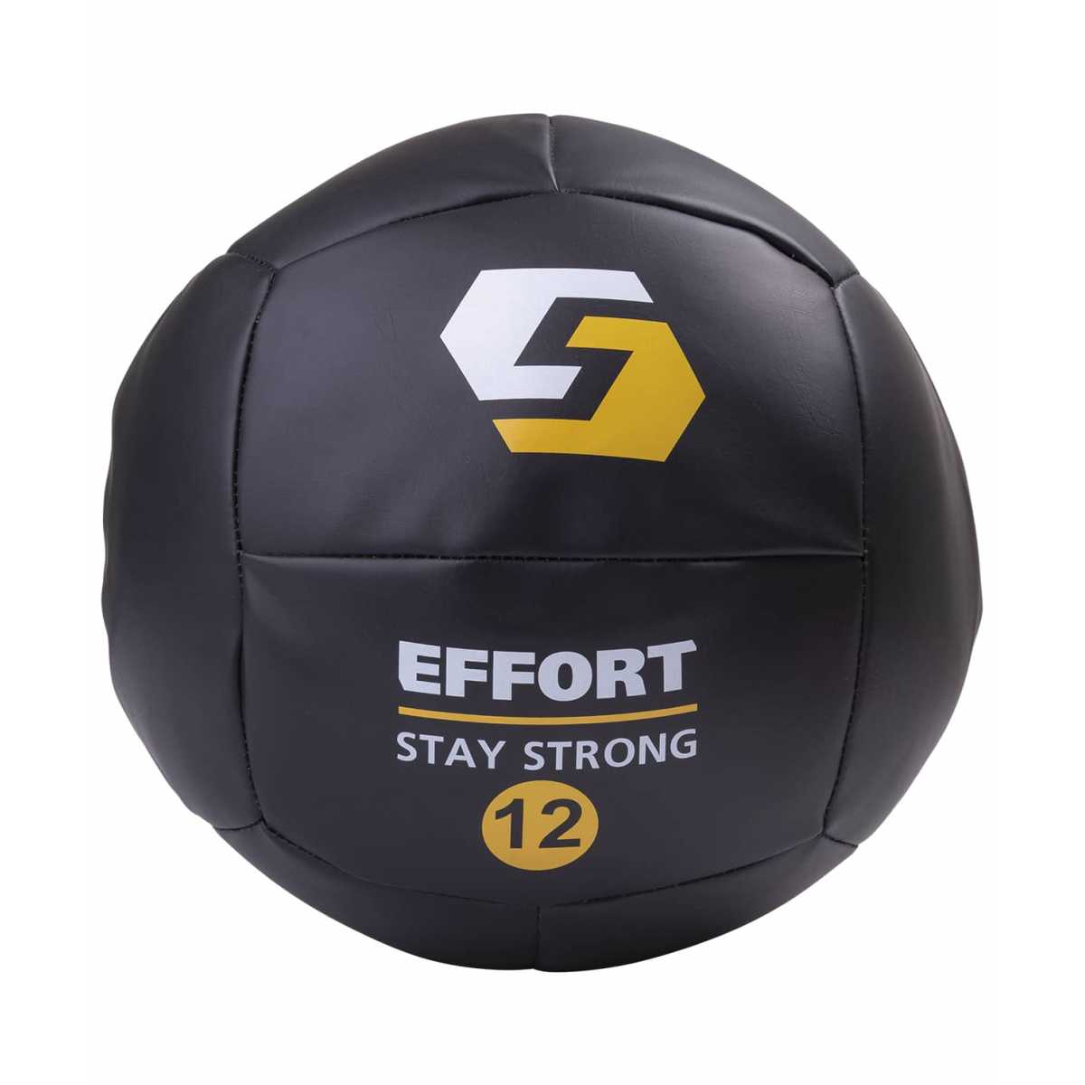 Медбол E252, кожзам, 12 кг, черный Effort Медбол E252, кожзам, 12 кг, черный Effort