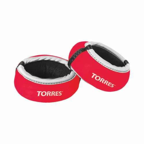 Утяжелители на запястье TORRES 0,5 кг, PL607605, (2штх250г), нейлон, металл. песок, красн-сер.