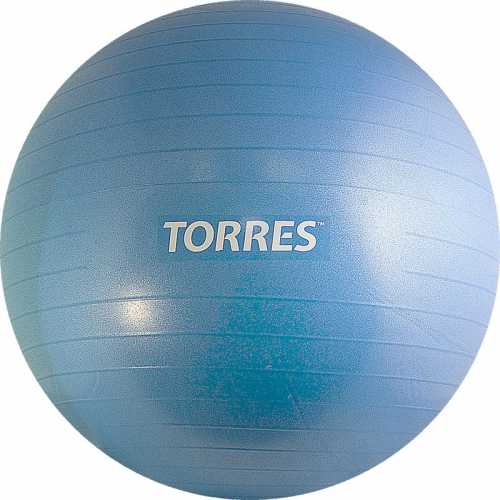 Мяч гимнастический TORRES, AL121155BL,диам. 55 см, эласт. ПВХ, с защ. от взрыва, с насосом, голубой