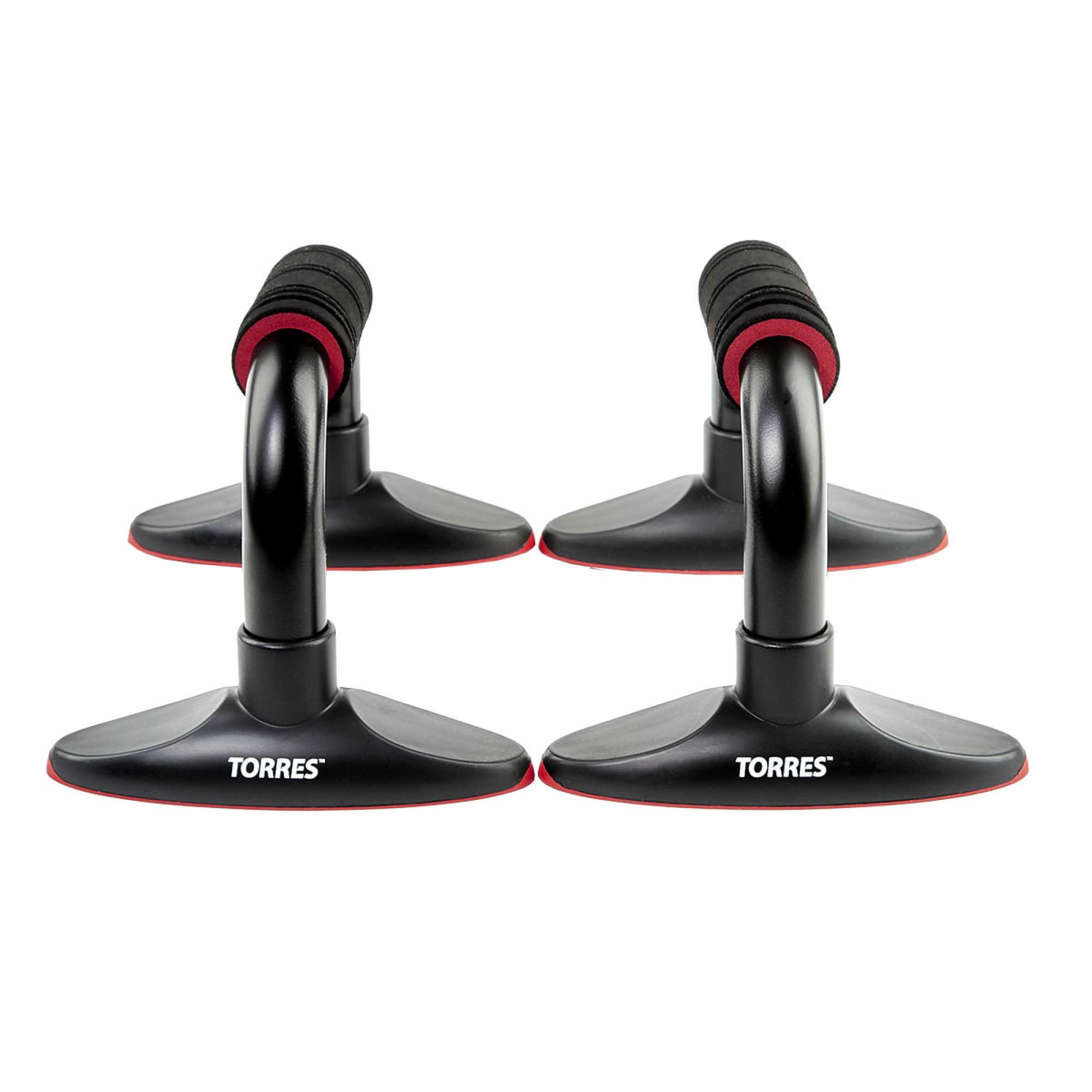 Упоры для отжимания TORRES Push-Up Bars металл, PL5015, черн-крас Упоры для отжимания TORRES Push-Up Bars металл, PL5015, черн-крас