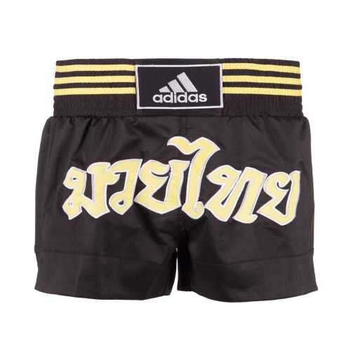 Шорты для тайского бокса thai boxing short micro diamond черно-желтые adisth02