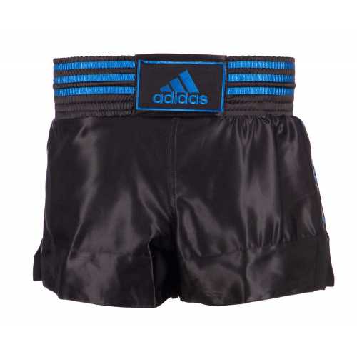 Шорты для тайского бокса thai boxing short satin черно-синие adisth01
