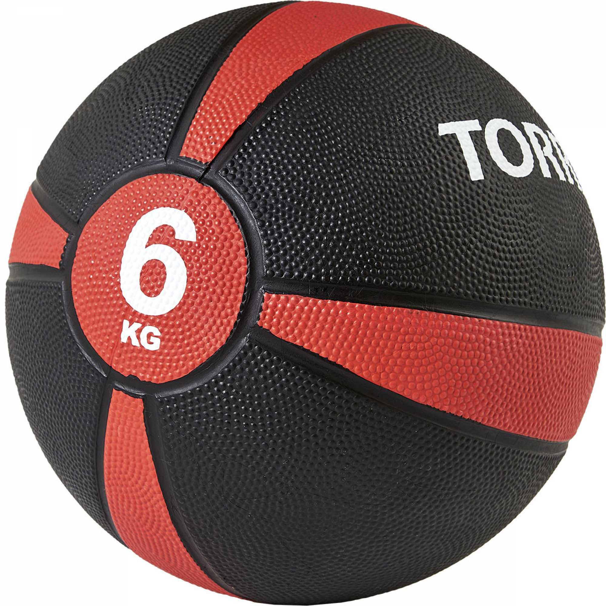 Медбол TORRES 6 кг, AL00226, 23,8 см, черно-красно-белый Медбол TORRES 6 кг, AL00226, 23,8 см, черно-красно-белый