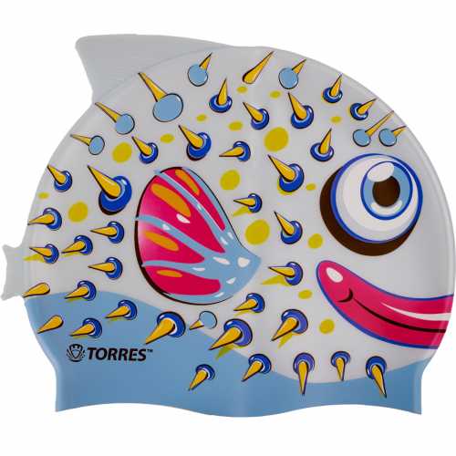 Шапочка для плавания детская TORRES Junior, SW-12206BF, серо-голубой Шапочка для плавания детская TORRES Junior, SW-12206BF, серо-голубой