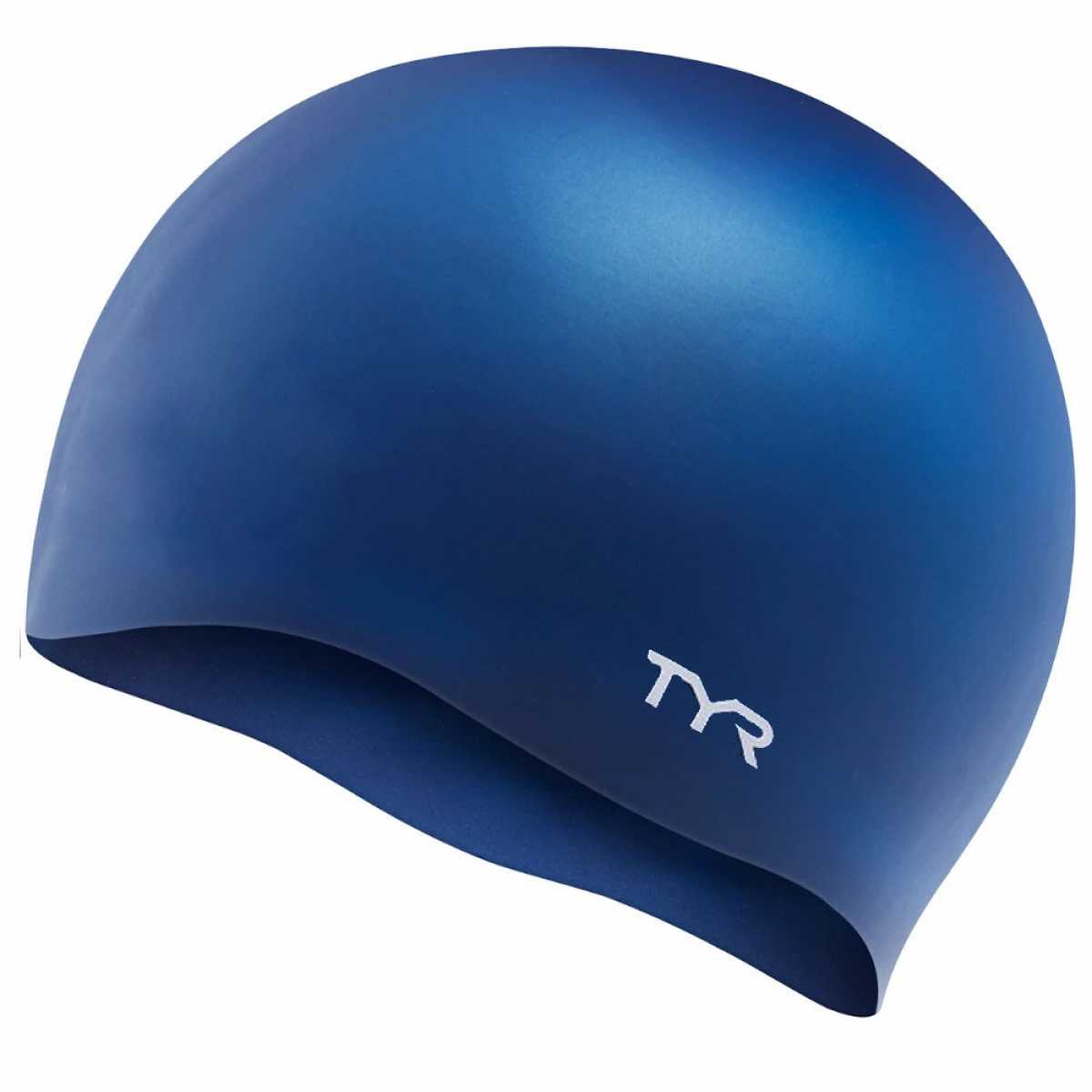 Шапочка для плавания TYR Wrinkle Free Silicone Cap, LCS-401, СИНИЙ