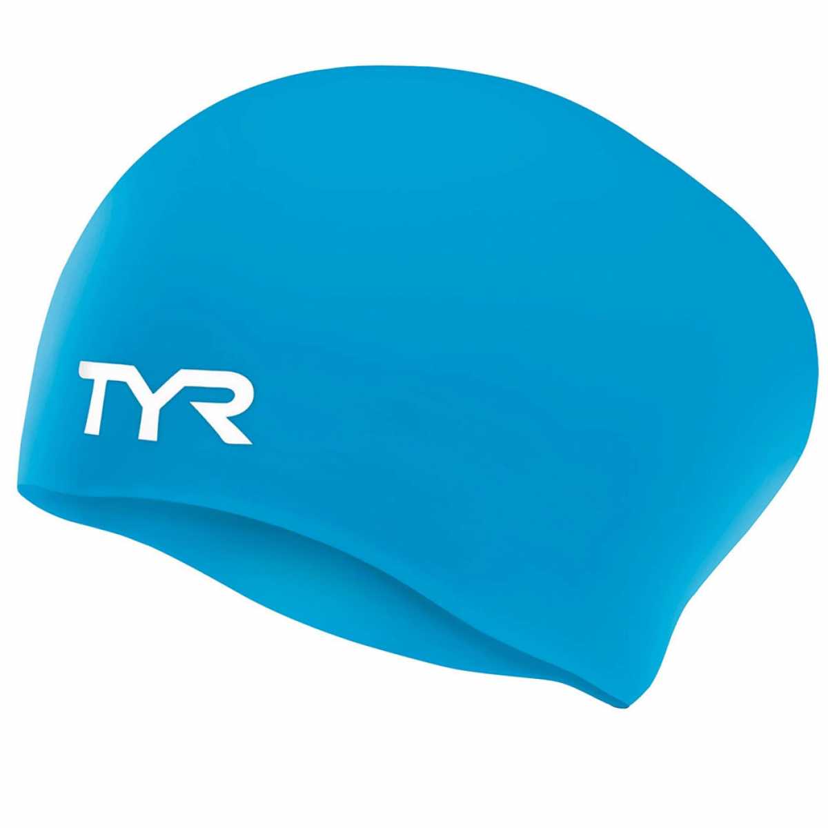Шапочка для плавания подростковая TYR Long Hair Wrinkle-Free Silicone Cap Jr, LCSJRL-420, ГОЛУБОЙ