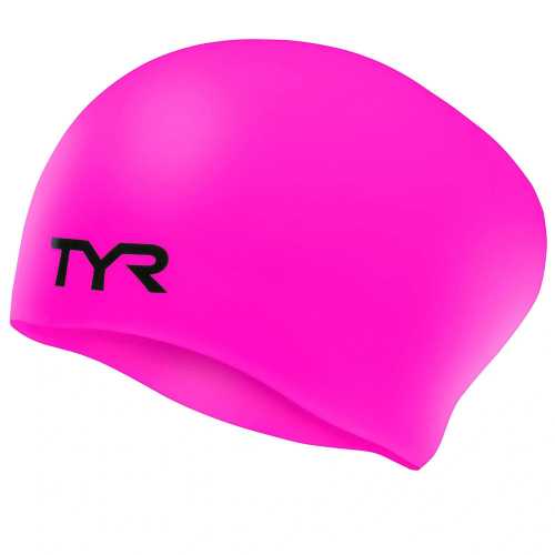 Шапочка для плавания подростковая TYR Long Hair Wrinkle-Free Silicone Cap Jr, LCSJRL-693, РОЗОВЫЙ