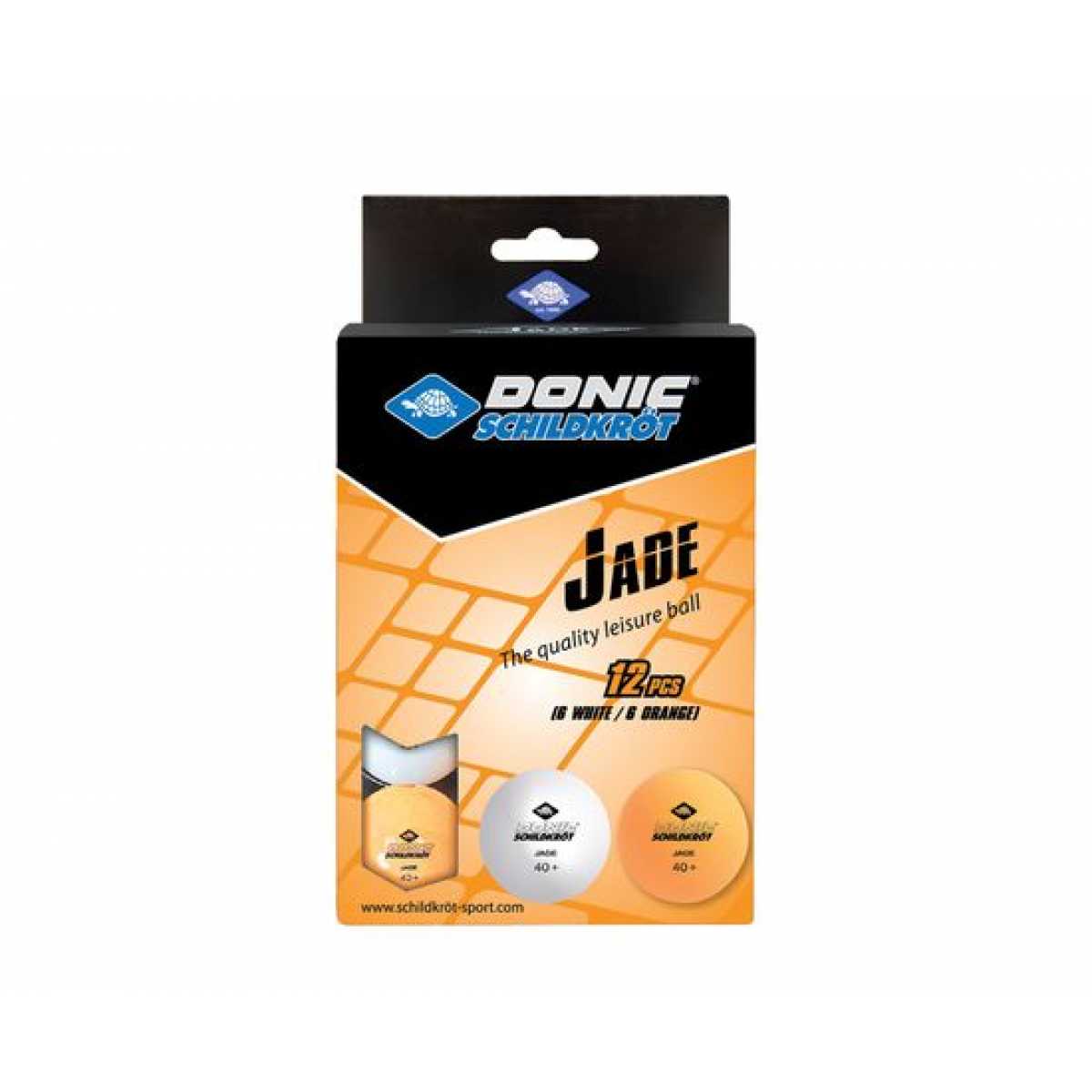 Мячики для н/тенниса DONIC JADE 40+ 12 штук, белый + оранжевый Мячики для н/тенниса DONIC JADE 40+ 12 штук, белый + оранжевый